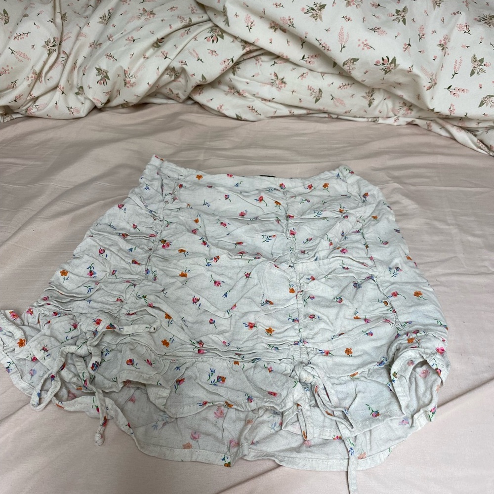 Floral Ruched Mini Skirt